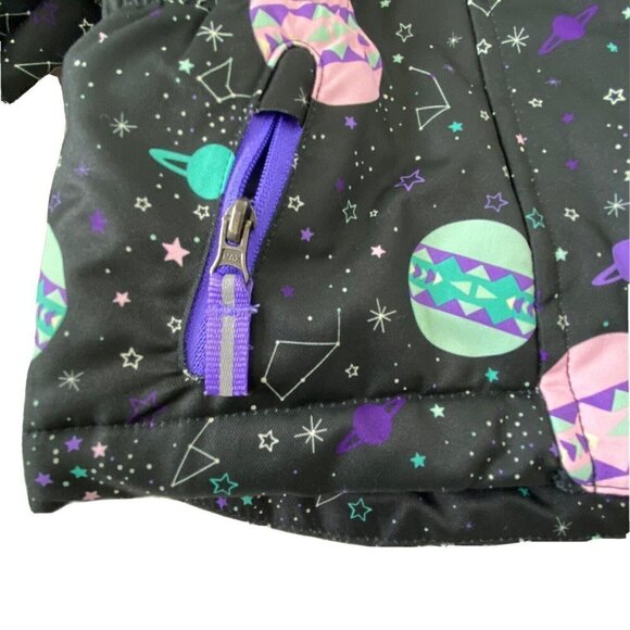 Cat & Jack Infant size 12 months Hooded Puffy Jacket Black Stars Solar System - Picture 5 of 10